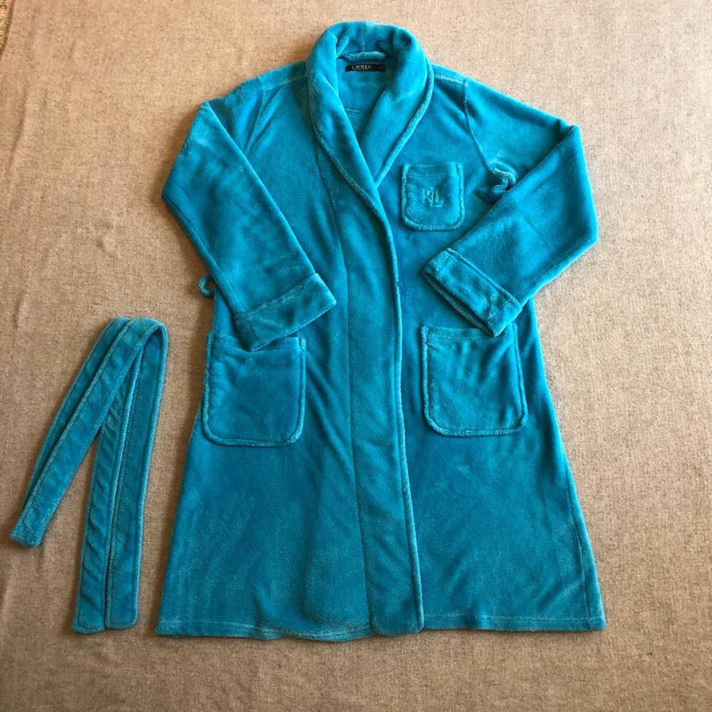 Ralph Lauren Plush Teal Turquoise Bathrobe size small